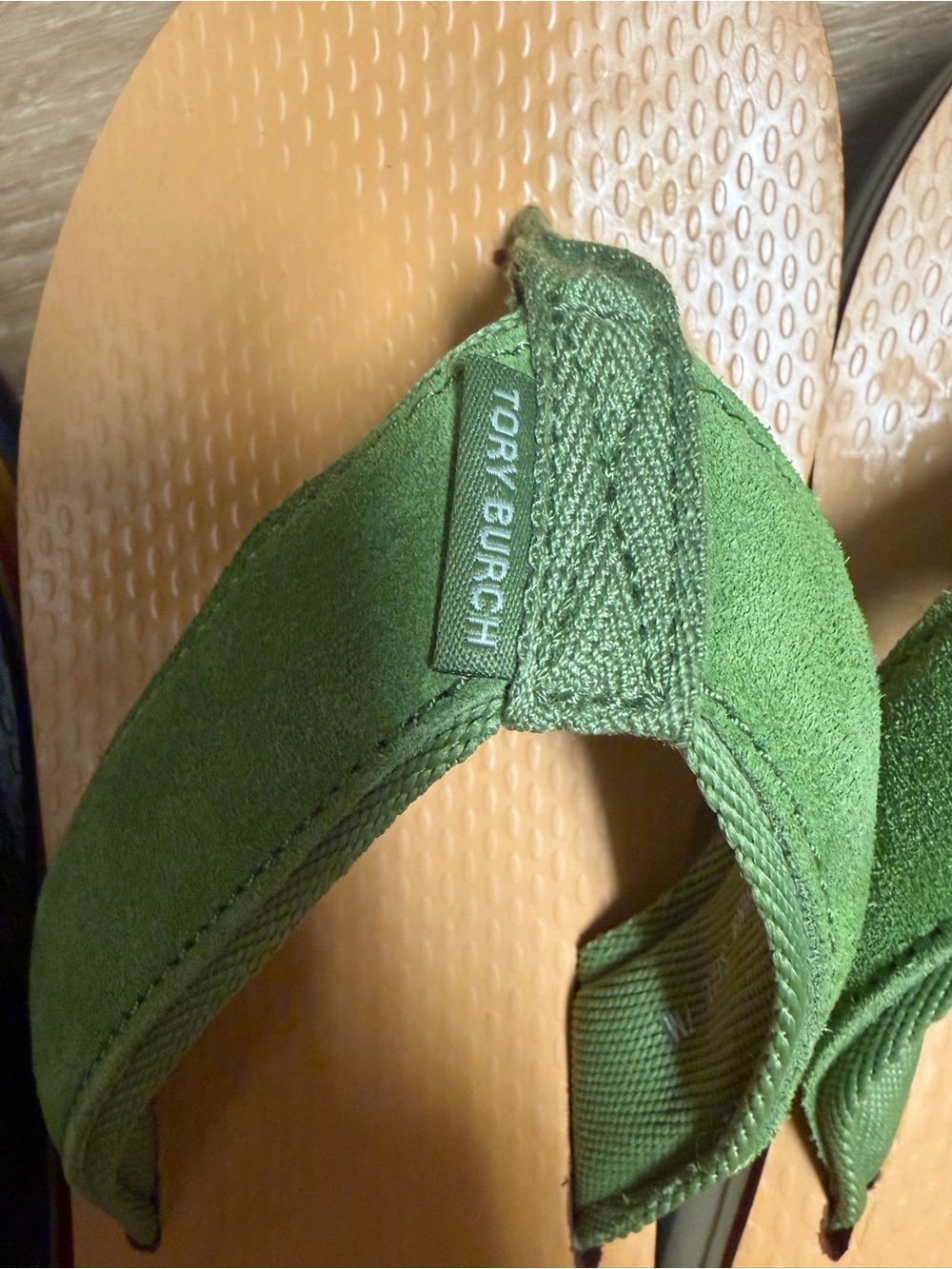 Tory Burch Two-Pair Flip Flop Set in Black, Tan and Green - Picture 3 of 5